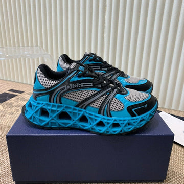 CD Sneaker B35 In Blue Mix White Black Calfskin And Fabric 113121