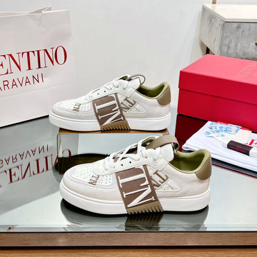 Valenti Low Top VL7N White Brown Calfskin Brown Canvas