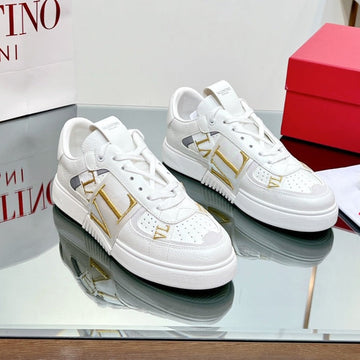 Valenti Low Top VL7N White Calfskin White Gold Canvas