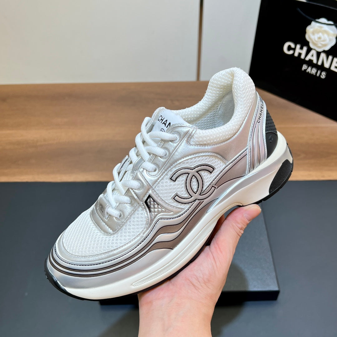 CC Sneaker In White Mesh Fabric Print Logo 149838