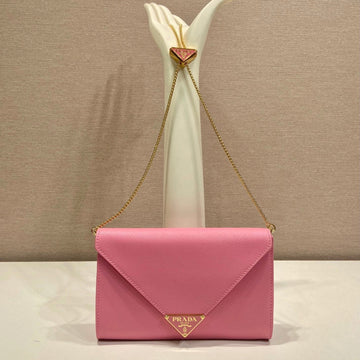 Pra Cross Pattern Envelope Bag Pink Leather 341153