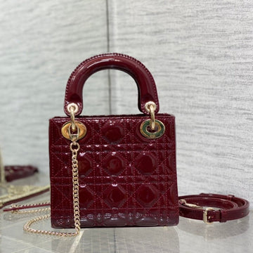 Mini Lady 17 Wine Patent Calfskin