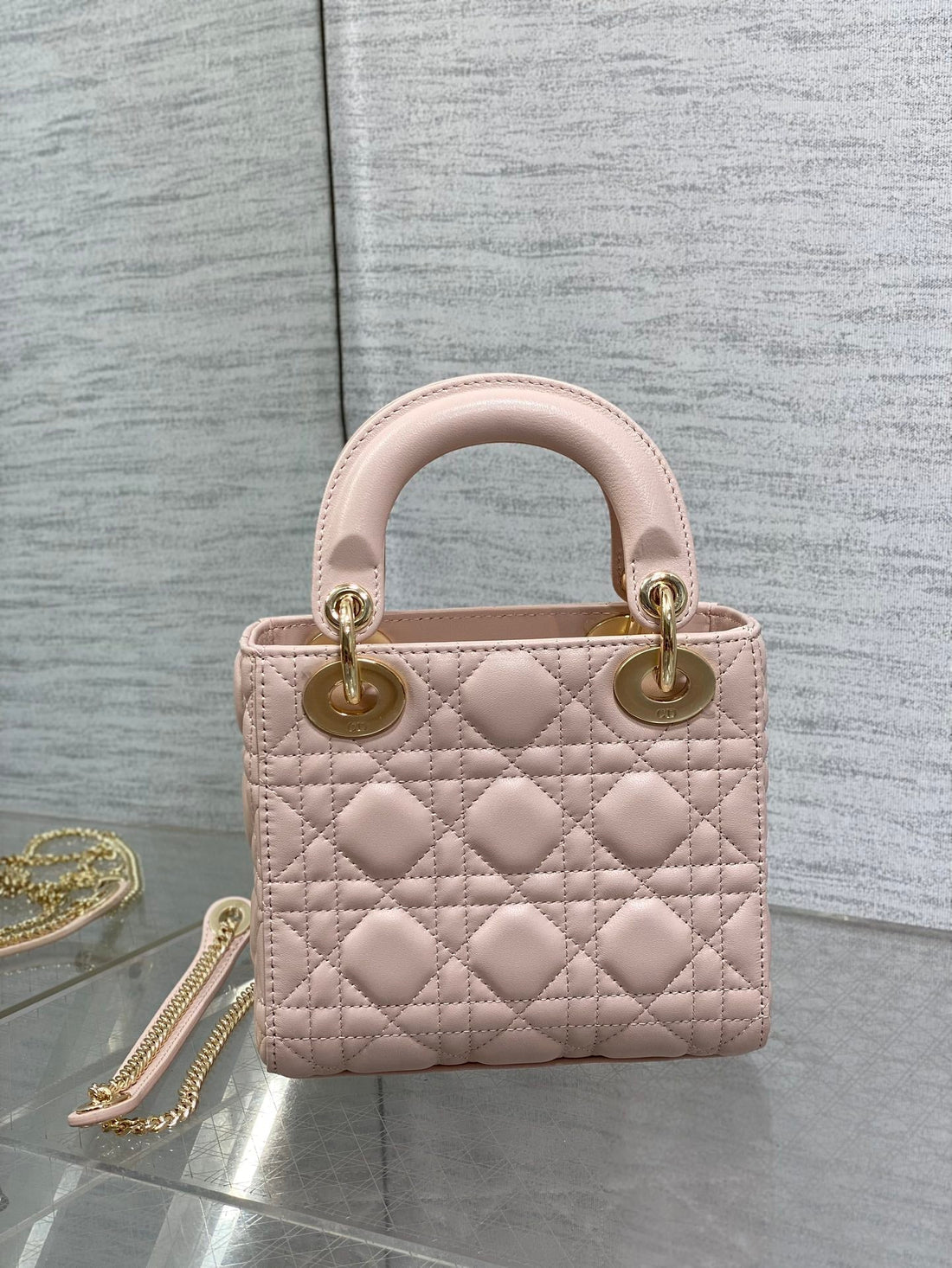 Lady Mini Bag 17 In Light Pink Lambskin