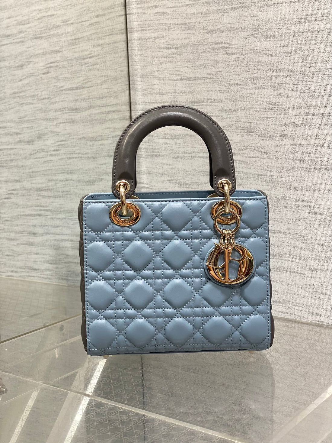 Lady Bag 20CM Celeste Blue Grey Lambksin