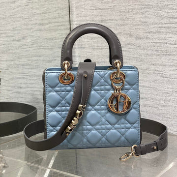 Lady Bag 20CM Celeste Blue Grey Lambksin