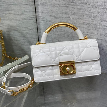 Mini 20 Ange Bag In White Macrocannage Lambskin