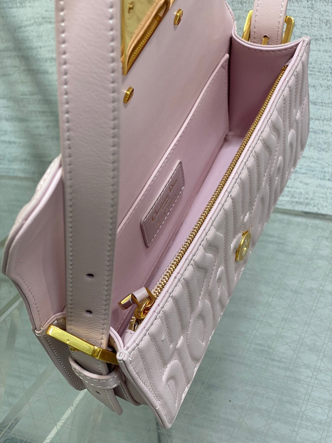 Flap Bag 18 Pale Pink Quilted Allover Calfskin