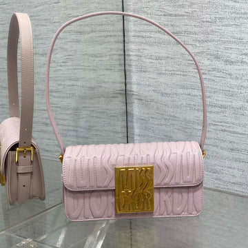 Flap Bag 18 Pale Pink Quilted Allover Calfskin