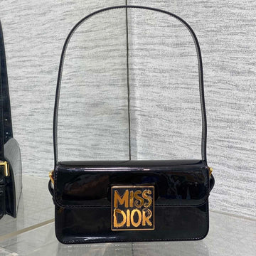 Flap Bag 18 In Black Patent Calfskin
