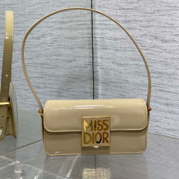 Flap Bag 18 In Wheat Tan Patent Calfskin