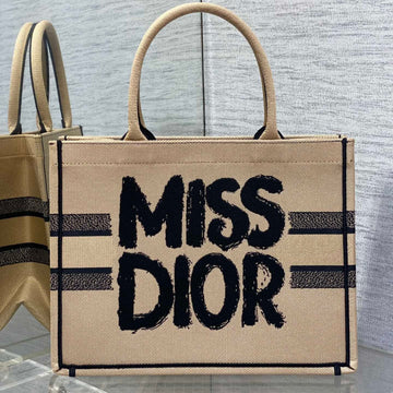 Book Tote 36 Beige And Black Miss Dior Graffiti Embroidery