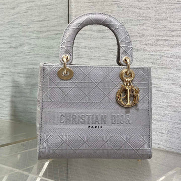 Small 24 Lady Bag In Pale Gray Canvas