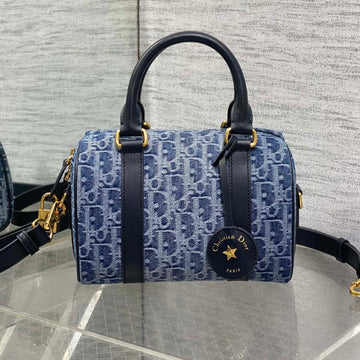 Groove 20 Bag In Denim Blue Oblique Monogram Jacquard