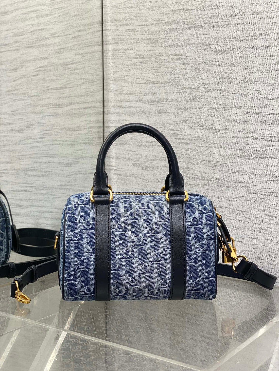 Groove 20 Bag In Denim Blue Oblique Monogram Jacquard