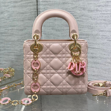 CD Lady 17CM Pink Lambskin Pink Charm