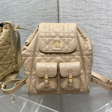 Small 23 Caro Backpack In Almond Beige Macrocannage Lambskin