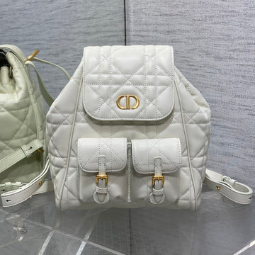 Small 23 Caro Backpack In White Macrocannage Lambskin