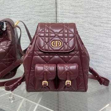 Small 23 Caro Backpack In Plum Purple Macrocannage Lambskin