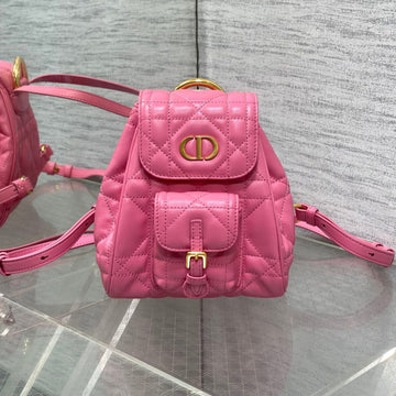 Small 20 Caro Backpack In Punch Pink Macrocannage Lambskin