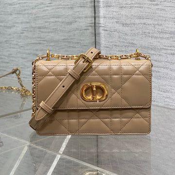 Miss Caro Mini 17 Bag In Camel Beige Macrocannage Lambskin
