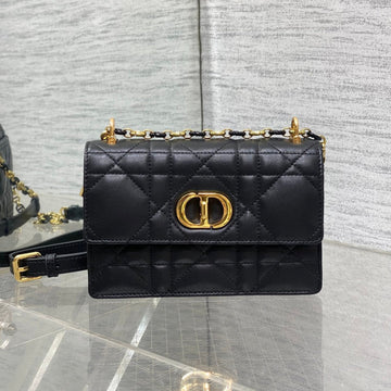 Miss Caro Mini 17 Bag In Black Macrocannage Lambskin