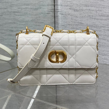 Miss Caro Mini 17 Bag In White Macrocannage Lambskin