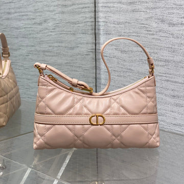 Miss Caro Cigale Mini 24 Bag In Powder Pink Macrocannage Lambskin