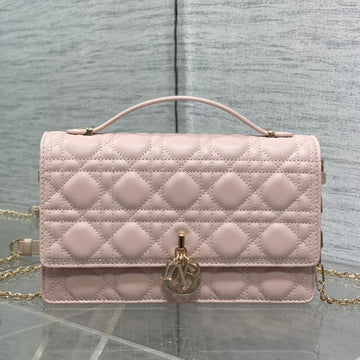 Mini Bag 24 In Light Pink Patent Cannage Calfskin