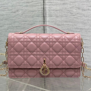 Mini Bag 24 In Rose Pink Patent Cannage Calfskin