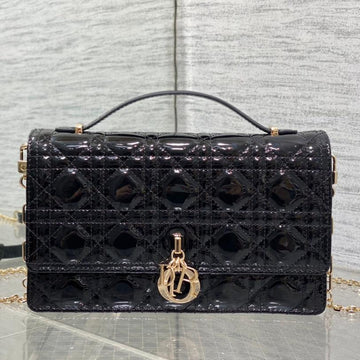 Mini Bag 24 In Black Patent Cannage Calfskin