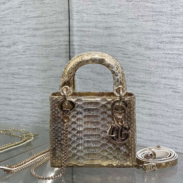 Mini 17 Lady Bag In Light Gold Snakeskin Pattern Lambskin