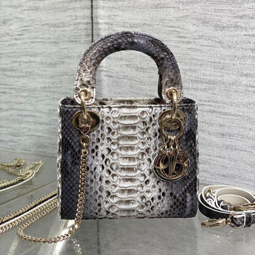 Mini 17 Lady Bag In White Mix Black Snakeskin Pattern Lambskin