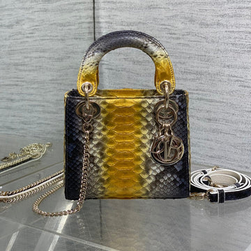 Mini 17 Lady Bag In Sun Flower Mix Black Snakeskin Pattern Lambskin