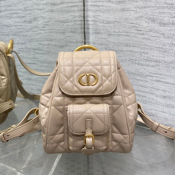 Small 20 Caro Backpack In Almond Beige Macrocannage Lambskin