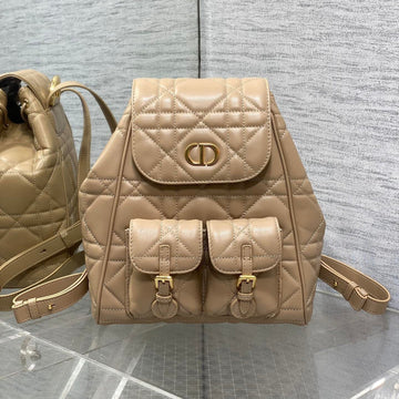 Medium 25 Caro Backpack Almond Beige Macrocannage Lambskin