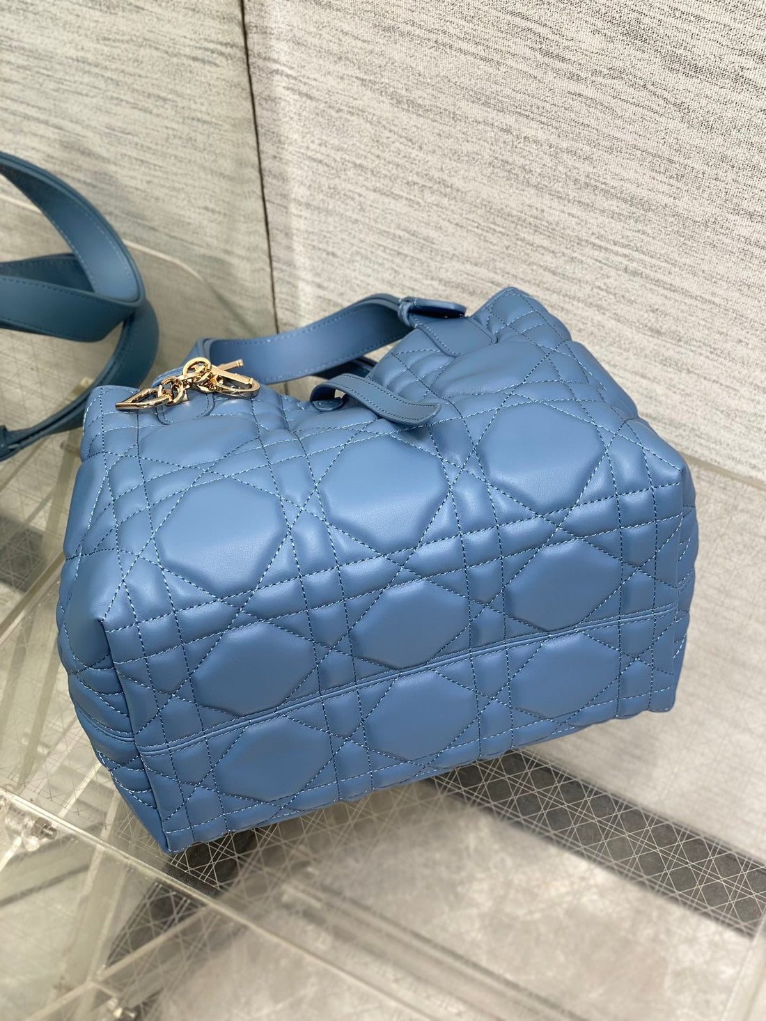 Always Mini 23 Bag In Azure Blue Macrocannage Calfskin