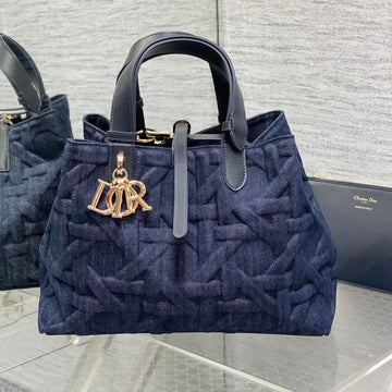 Medium 28 Toujours Bag In Blue Graphic Cannage Denim