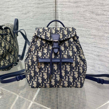 Backpack 19 In Blue Oblique Monogram Jacquard