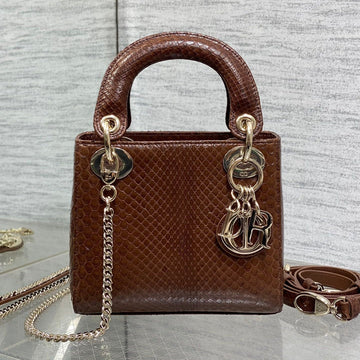 Mini 17 Lady Bag In Peacan Brown Metallic Lambskin