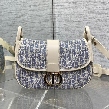 CD Montaigne Classic Monogram 25 Blue White Canvas Jacquard