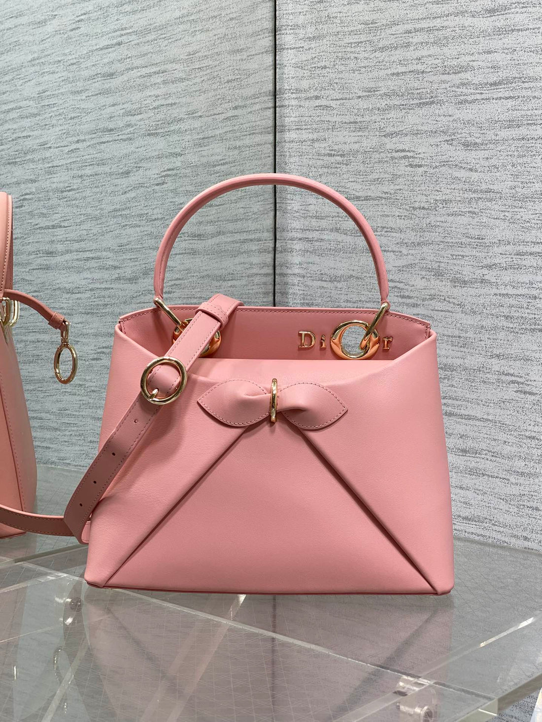 Dior 2025 Bow Bag 28CM Pink Leather 272507