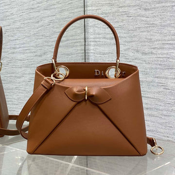 Dior 2025 Bow Bag 28CM Brown Leather 272511