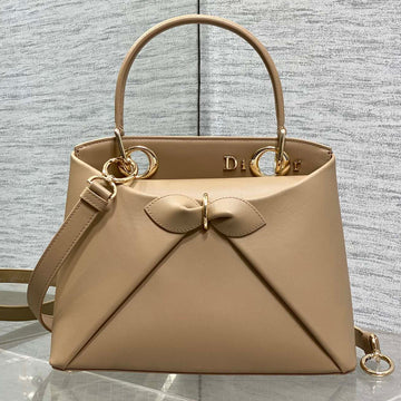 Dior 2025 Bow Bag 28CM Beige Leather 272513