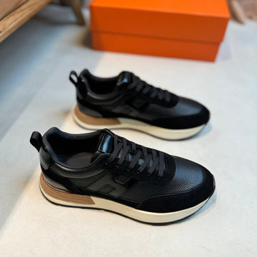 Hm Interactive Lace-Up Sneaker Black Calfskin