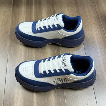 LV Sport Sneaker In White Mix Navy Blue Calfskin With Logo