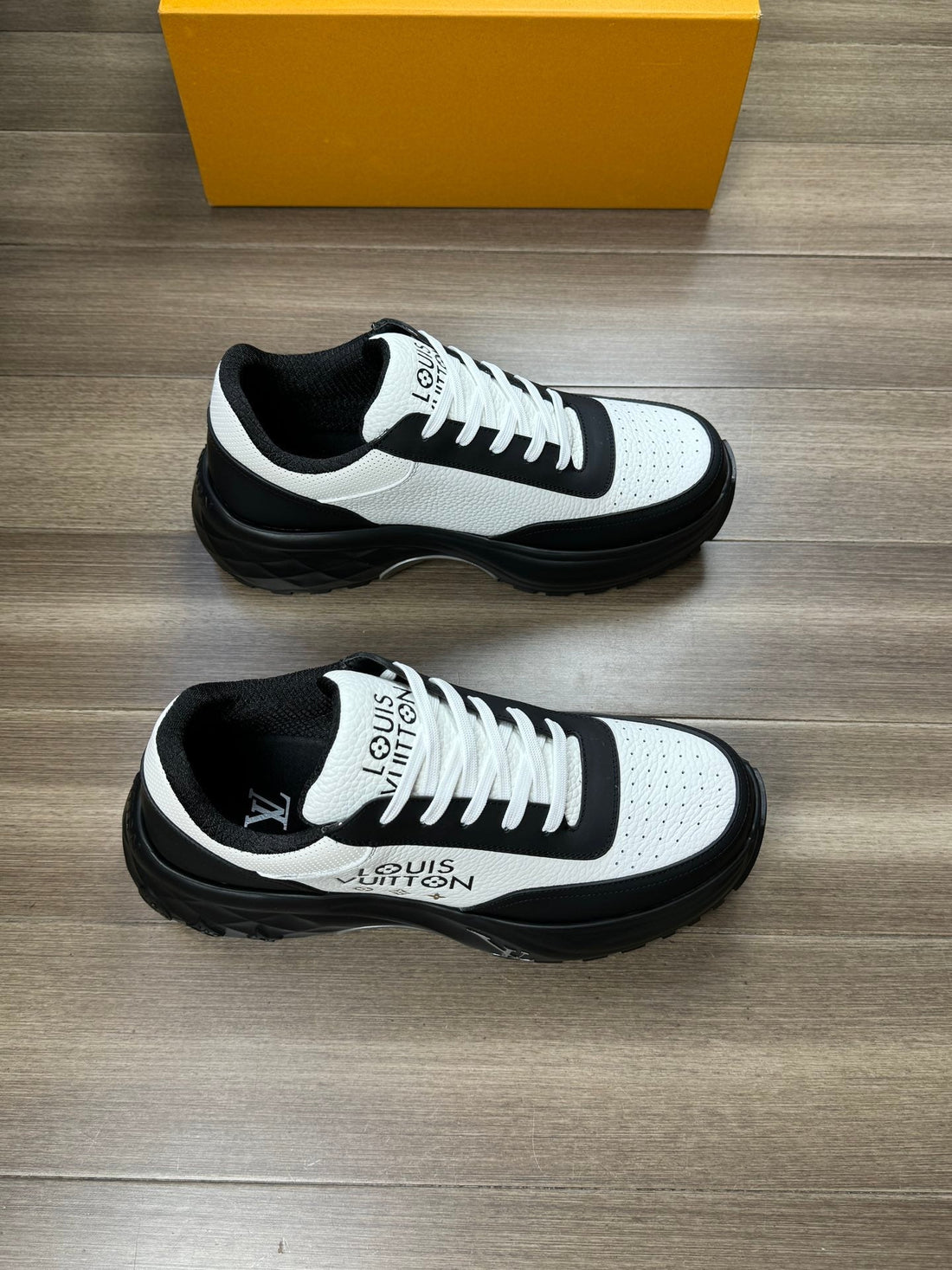 LV Sport Sneaker In White Mix Black Calfskin With Logo