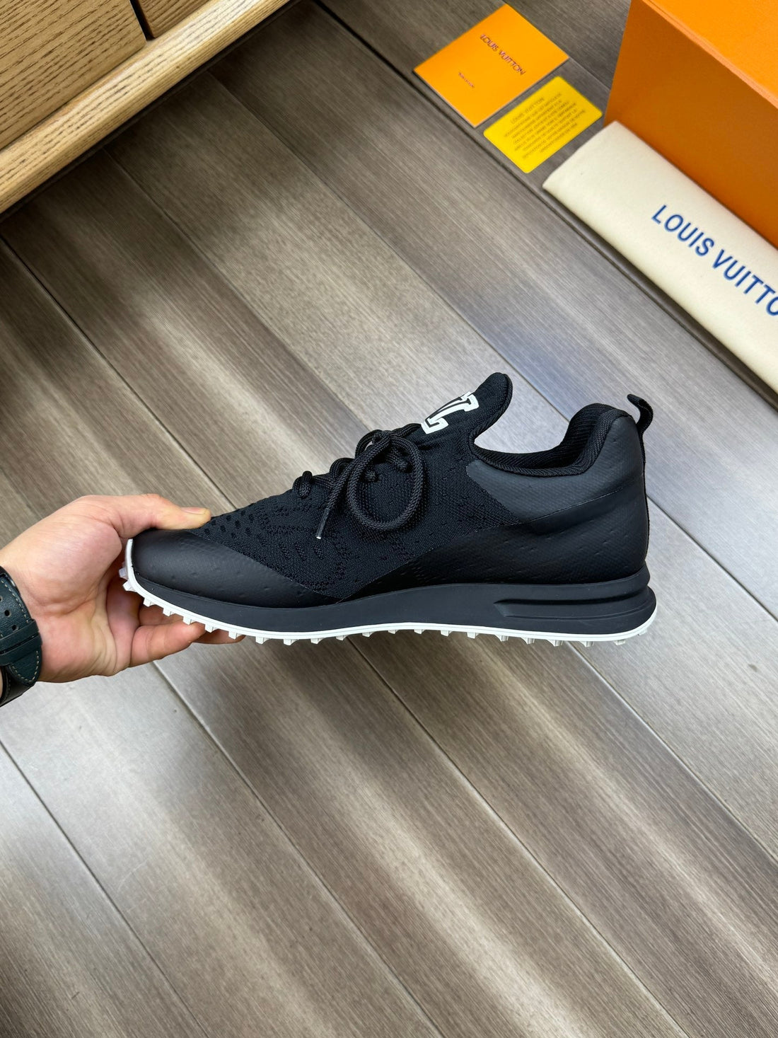 LV Sneakers In Black Mesh Breathable Fabric And Calfskin