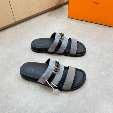 Hm Men's Jackson Sandals Grey Calfskin Suede 722041