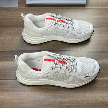 Pra Sneaker White Nappa Calfskin And Flyknit Fabric