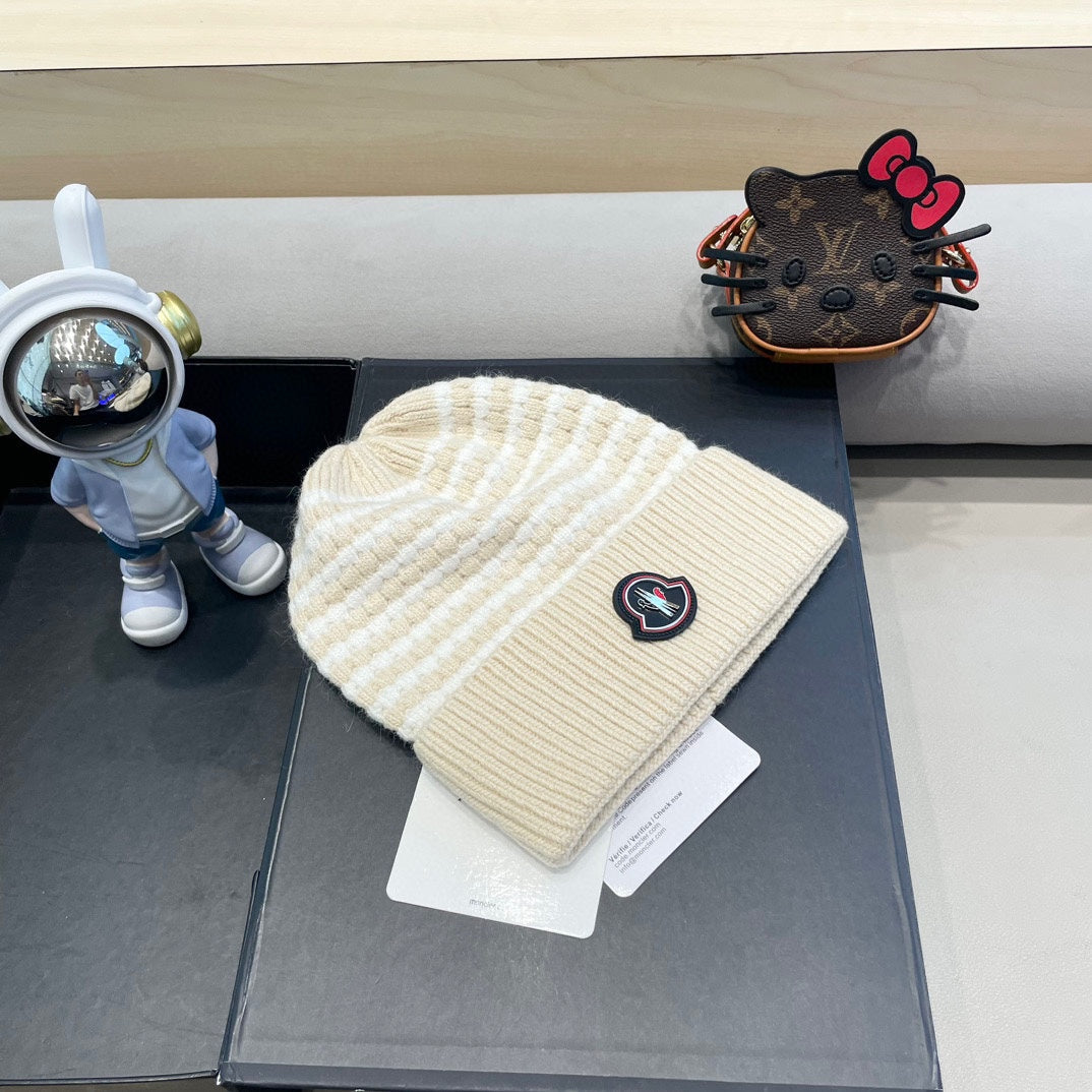 Beanie Hat In Stell Bisque Beige Mix White Cashmere 436731